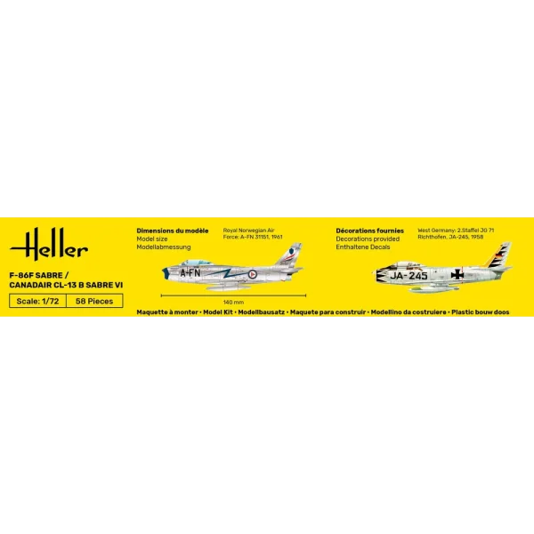 1000802770-4 Heller - F-86F Sabre / Canadair CL-13 B Sabre VI - 80277