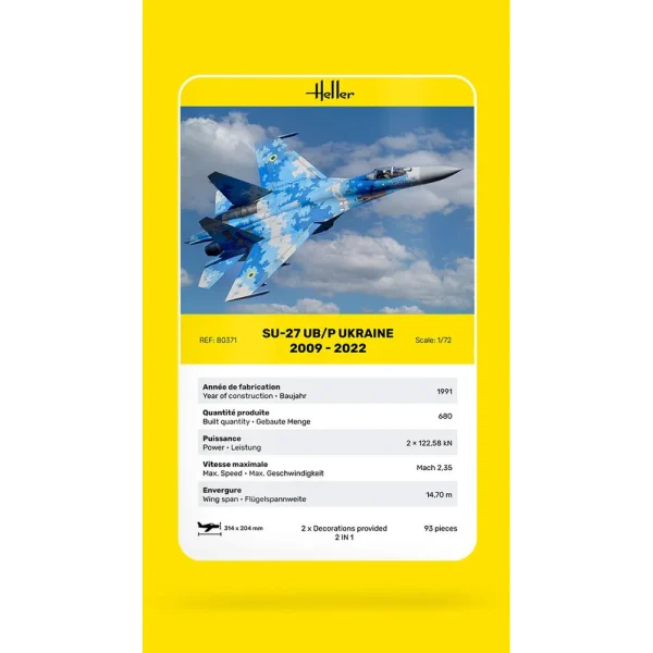 1000803710-card Heller - SU-27 UB/P Ukraine - 80371