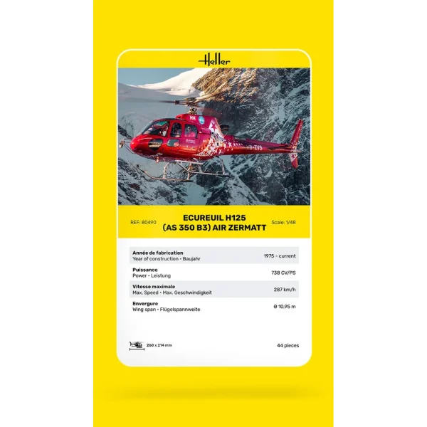1000804900-card Heller - Ecureuil H125 (AS 350 B3) Air Zermatt - 80490