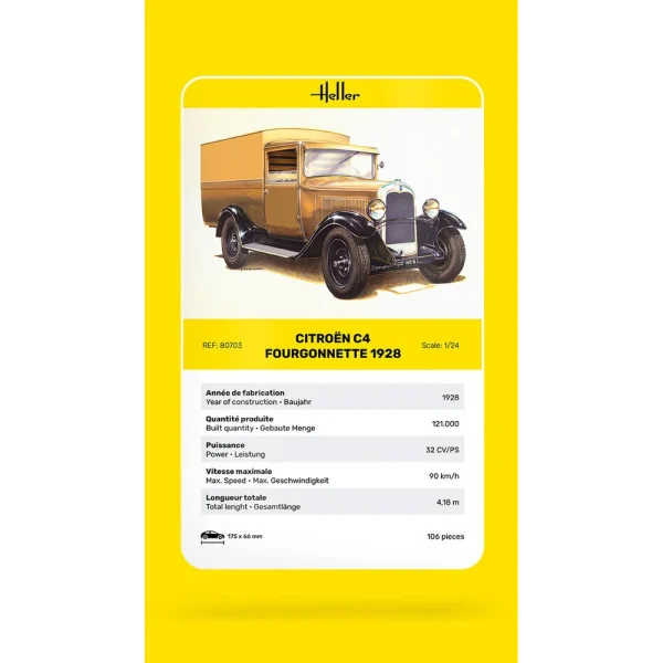 1000807030-card Heller - Citroen C4 Fourgonnette 1928 - 80703