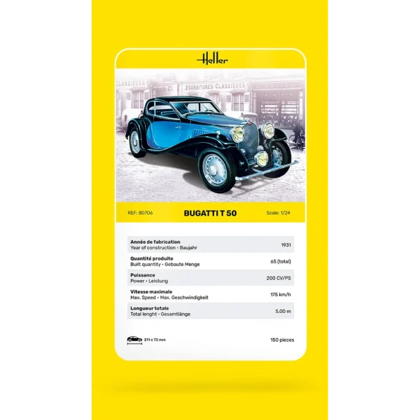 1000807060-card Heller - Bugatti T 50 - 80706