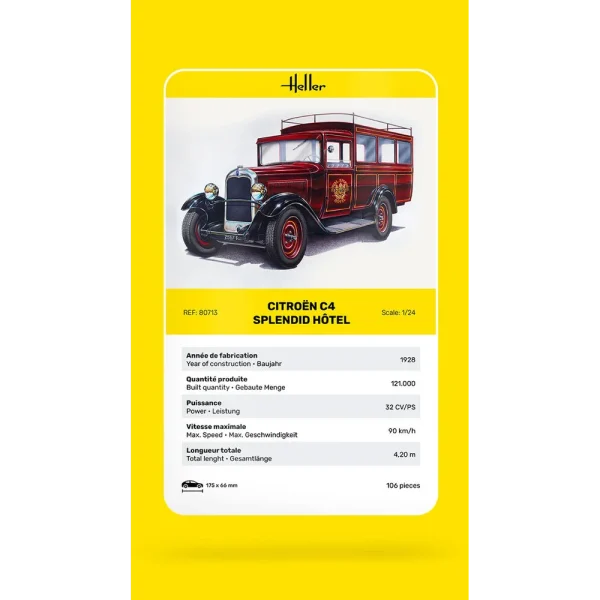 1000807130-card Heller - Citroen C4 "Splendid Hotel" - 80713