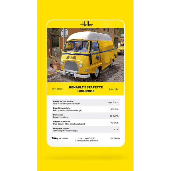 1000807400-card Heller - Renault Estafette Highroof - 80740