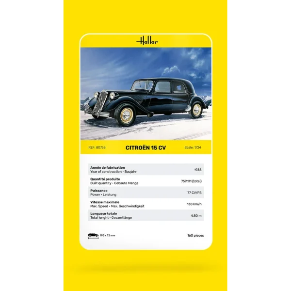 1000807630-card Heller - Citroen 15 CV - 80763