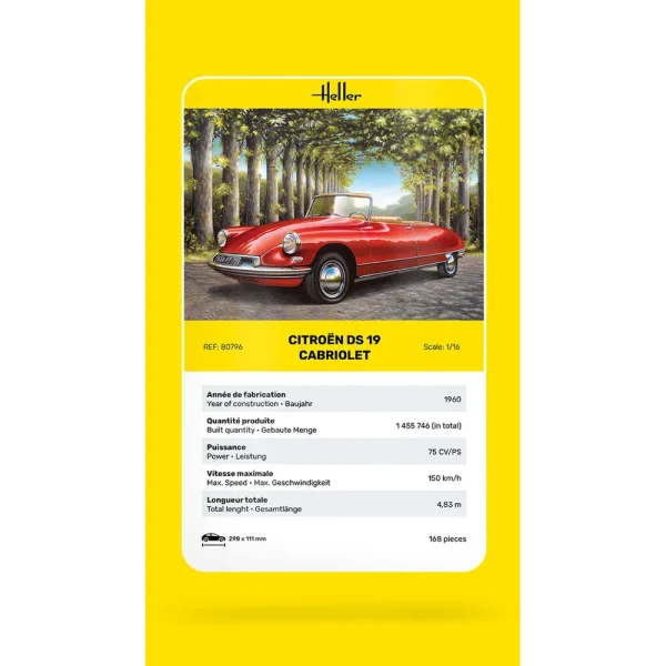 1000807960-card Heller - Citroen DS 19 Cabriolet - 80796