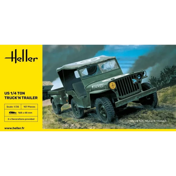 1000811050-2 Heller - US 1/4 Ton Truck 'n Trailer - 81105