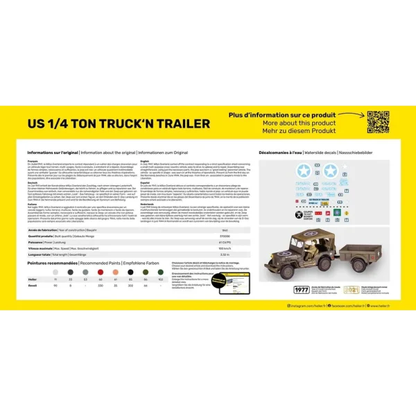 1000811050-3 Heller - US 1/4 Ton Truck 'n Trailer - 81105