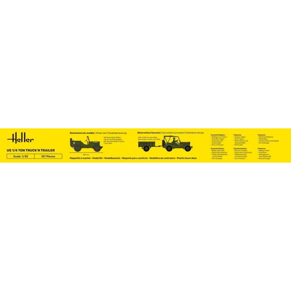 1000811050-4 Heller - US 1/4 Ton Truck 'n Trailer - 81105