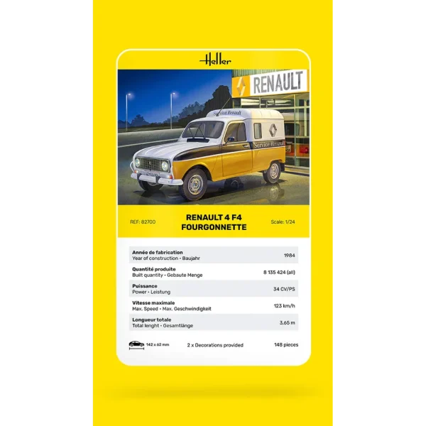 1000827000-card Heller - Renault 4 F4 Fourgonnette - 82700