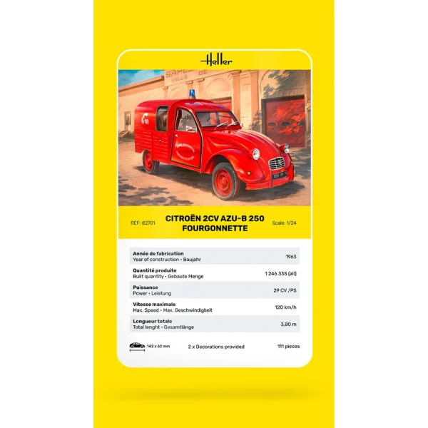 1000827010-card Heller - Citroen 2CV AZU-B 250 Fourgonnette - 82701