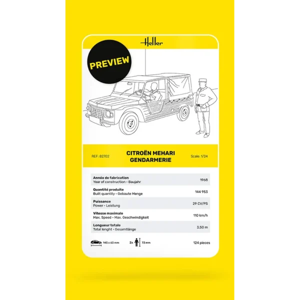 1000827020-card Heller - Citroen Mehari Gendarmerie - 82702