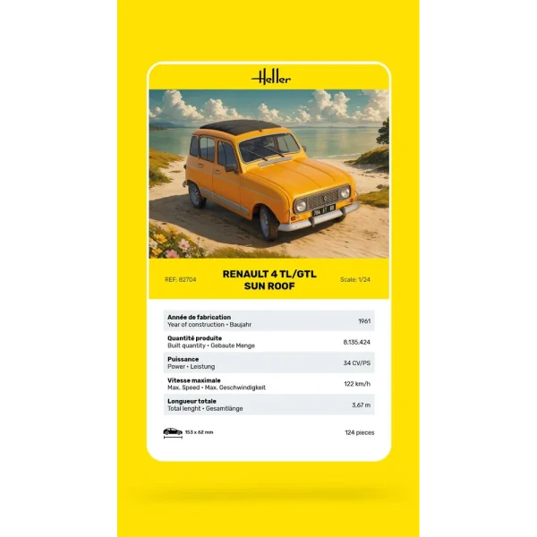 1000827040-card Heller - Renault 4 TL/GTL Sun Roof - 82704