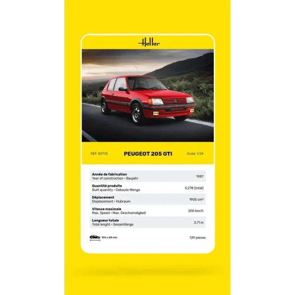 1000827050-card Heller - Peugeot 205 GTI - 82705