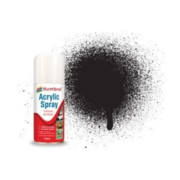 Humbrol - HUMBROL ACRYLIC HOBBY SPRAY 150ML No 33 Black Matt - AD6033