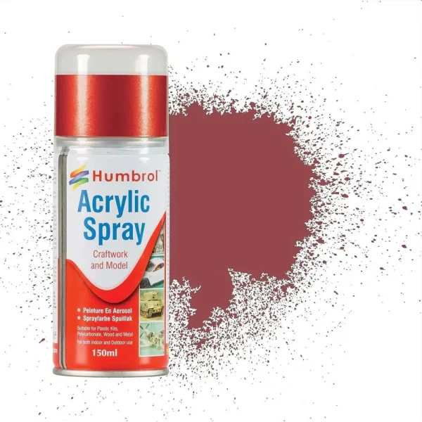 Humbrol - ACRYLIC HOBBY SPRAYS 150ML No 73 Matt Wine red Oxide - Modellers Spray 150 ML - AD6073