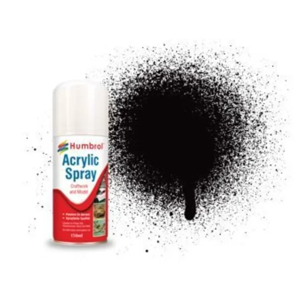 Humbrol - HUMBROL ACRYLIC HOBBY SPRAY 150ML No 85 Black Satin - AD6085