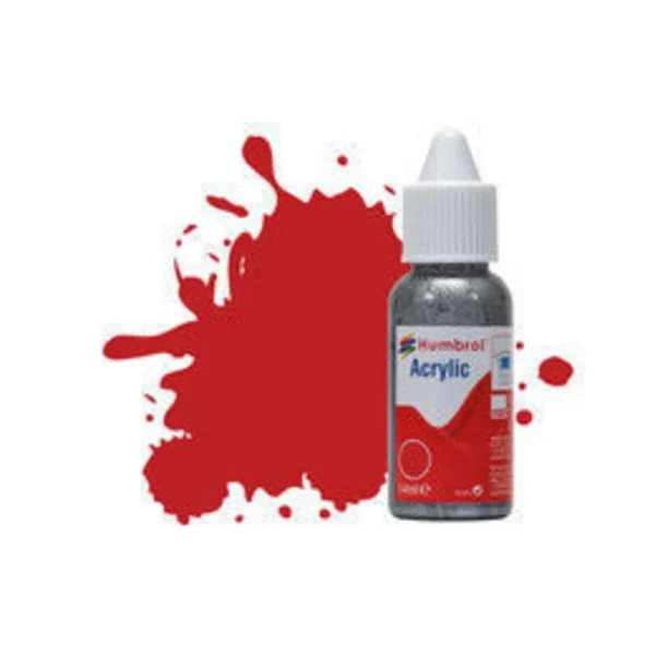 Humbrol - HUMBROL ACRYLIC DROPPER BOTTLE 14ML No 60 Scarlet - Matt - DB0060