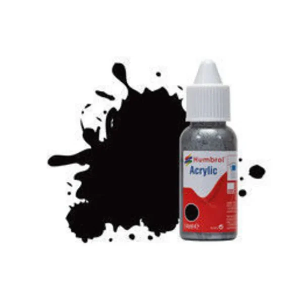 1577085 Humbrol - HUMBROL ACRYLIC DROPPER BOTTLE 14ML No 85 Black - Satin - DB0085