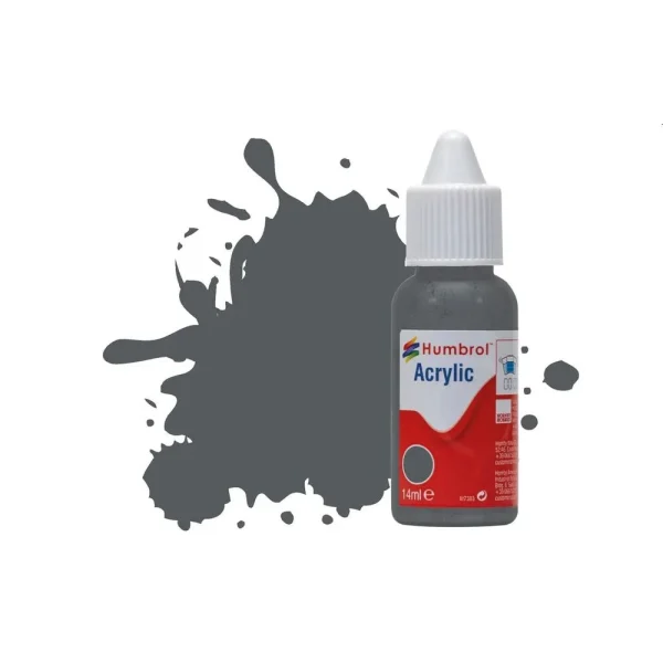 Humbrol - HUMBROL ACRYLIC DROPPER BOTTLE 14ML No.125 US Dark Grey Matt - DB0125