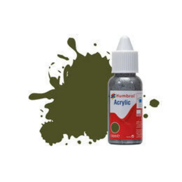 Humbrol - HUMBROL ACRYLIC DROPPER BOTTLE 14ML No 155 Matt Olive Drab - Matt - DB0155