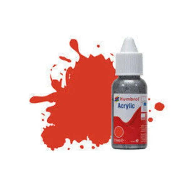 Humbrol - HUMBROL ACRYLIC DROPPER BOTTLE 14ML No 174 Signal Red - Satin - DB0174