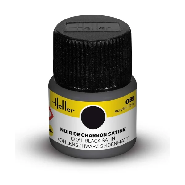 1709085 Heller - Acrylic Colour 085 Coal Black Satin - 9085