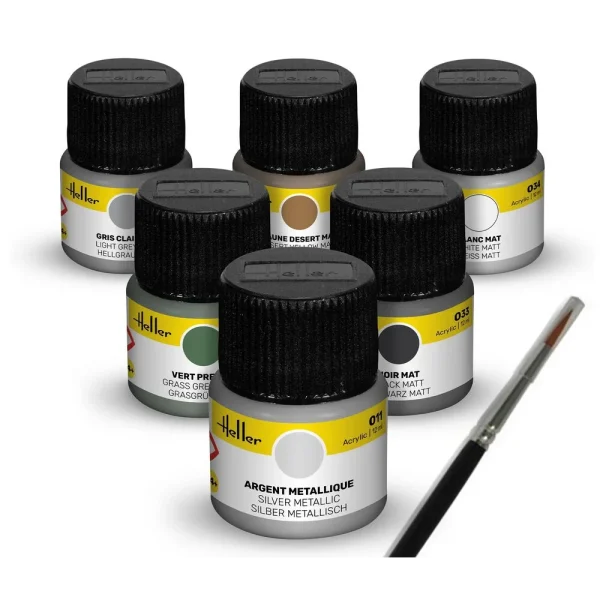 1709402 Heller - Acrylic Colour Set Military Aircraft 6 x 12 ml + Brush - 9402