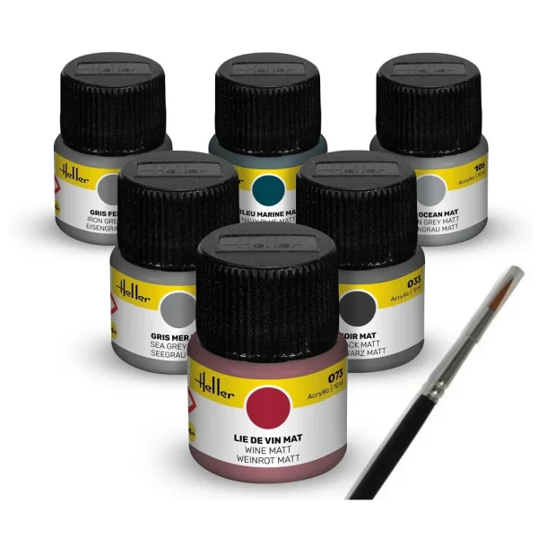 1709405 Heller - Acrylic Colour Set Navy 6 x 12 ml + Brush - 9405