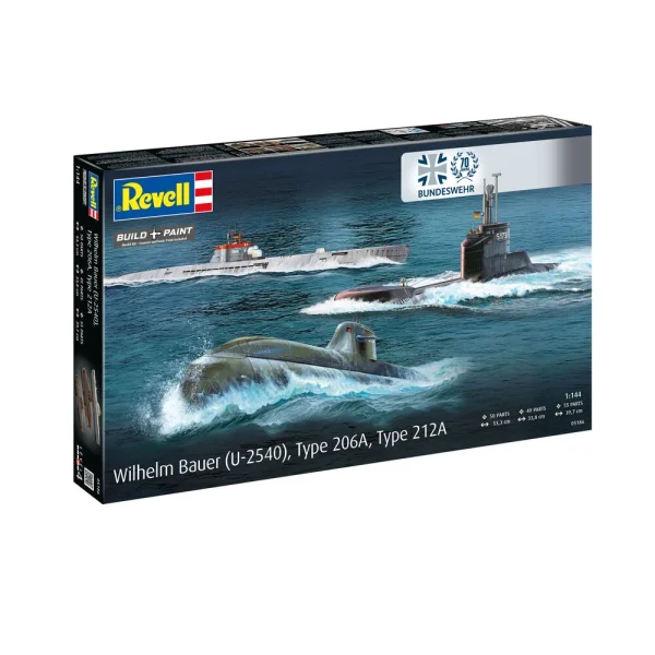 4009805186-15 Revell - 70 Jahre Bundeswehr:Wilhelm Bauer,Type 206A,Class2 - 05186