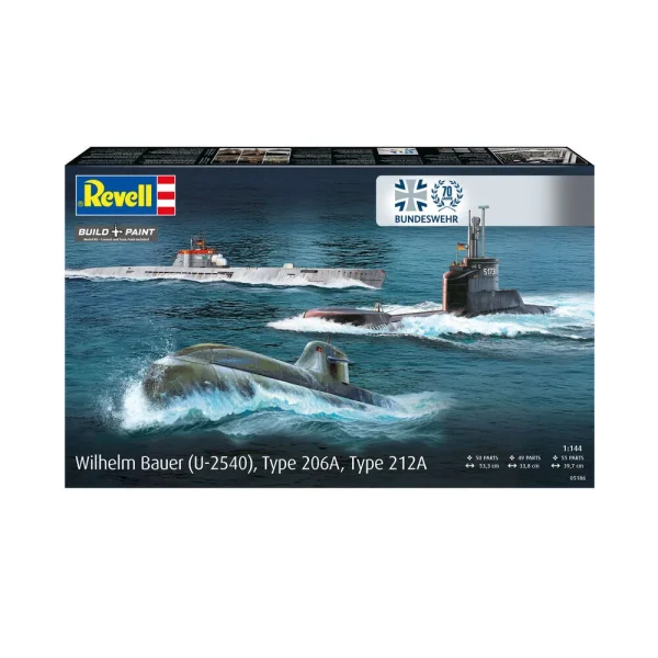 4009805186-16 Revell - 70 Jahre Bundeswehr:Wilhelm Bauer,Type 206A,Class2 - 05186