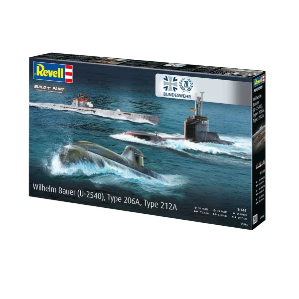4009805186-17 Revell - 70 Jahre Bundeswehr:Wilhelm Bauer,Type 206A,Class2 - 05186
