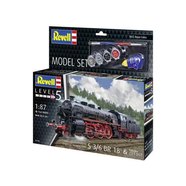 4009862168-3 Revell - Model Set Schnellzuglokomotive S3/6 BR18mit Tender - 62168