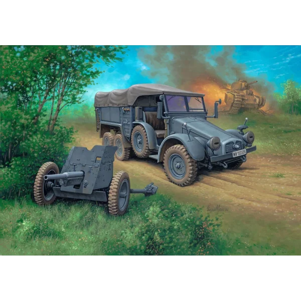 4009873344-8 Revell - Starter Kit Krupp Protze KFZ 69 with 3,7cm Pak - 73344
