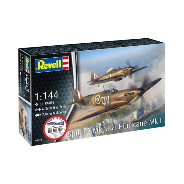 4009873771-19 Revell - Starter Kit Spitfire Mk.Ia & Hurricane Mk.I - 73771