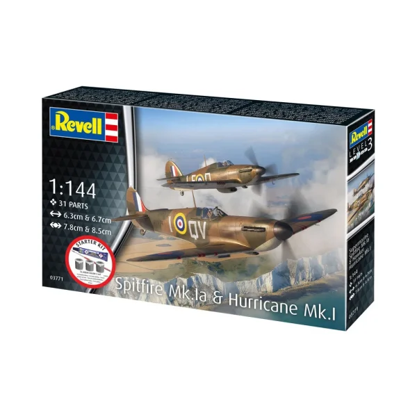 4009873771-21 Revell - Starter Kit Spitfire Mk.Ia & Hurricane Mk.I - 73771