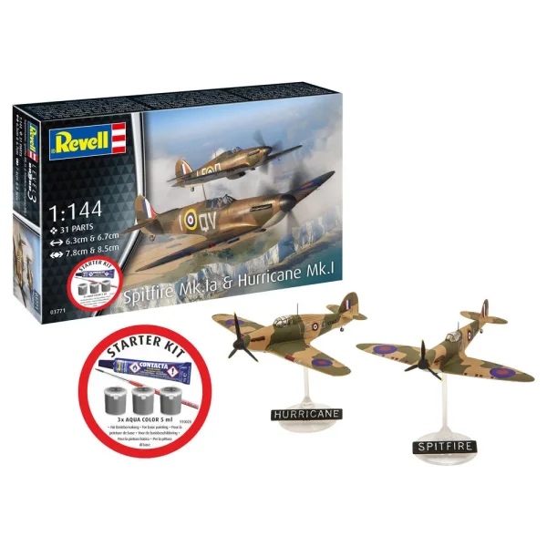 4009873771 Revell - Starter Kit Spitfire Mk.Ia & Hurricane Mk.I - 73771