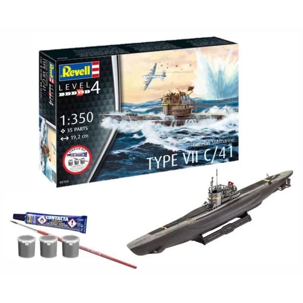 4009875154-11 Revell - Starter Kit German Submarine Type VII C/41 - 75154