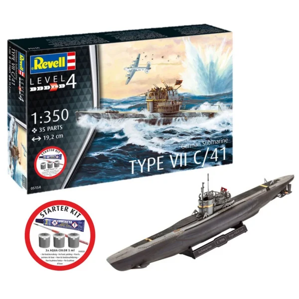 4009875154 Revell - Starter Kit German Submarine Type VII C/41 - 75154