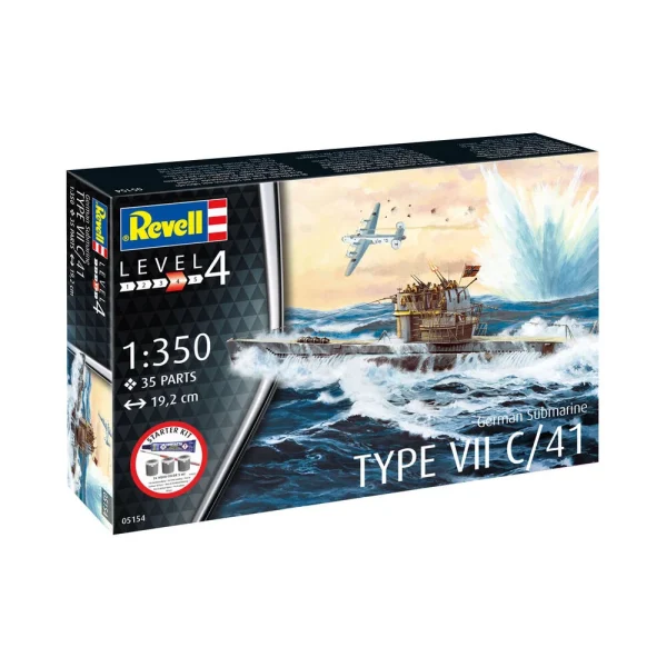 4009875154-7 Revell - Starter Kit German Submarine Type VII C/41 - 75154