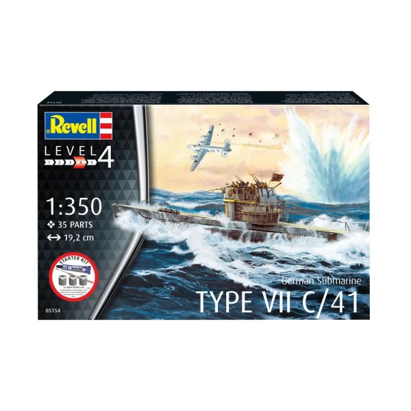 4009875154-8 Revell - Starter Kit German Submarine Type VII C/41 - 75154