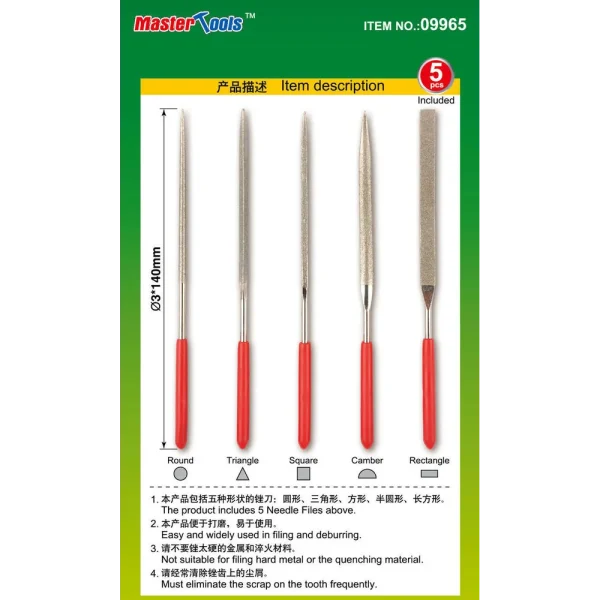 9369965-1 Master Tools - Assorted diamond files set(Grit size150# 3x140mm - 09965